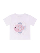 T-shirt per neonata Stella McCartney Kids bianca con stampa pesciolino sul davanti TY8061 Z0434 100 STELLA McCARTNEY KIDS 