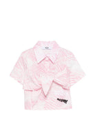Camicia per bambina MSGM Kids rosa con stampa grafica all-over S6MSJGSI124 MS070 MSGM KIDS 