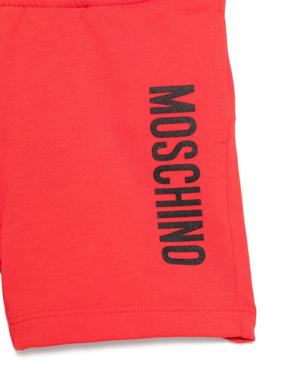 Shorts per neonato Moschino Kids rosso con stampa logo con vita elasticizzata MUQ01LLAA23 50109 MOSCHINO KIDS 