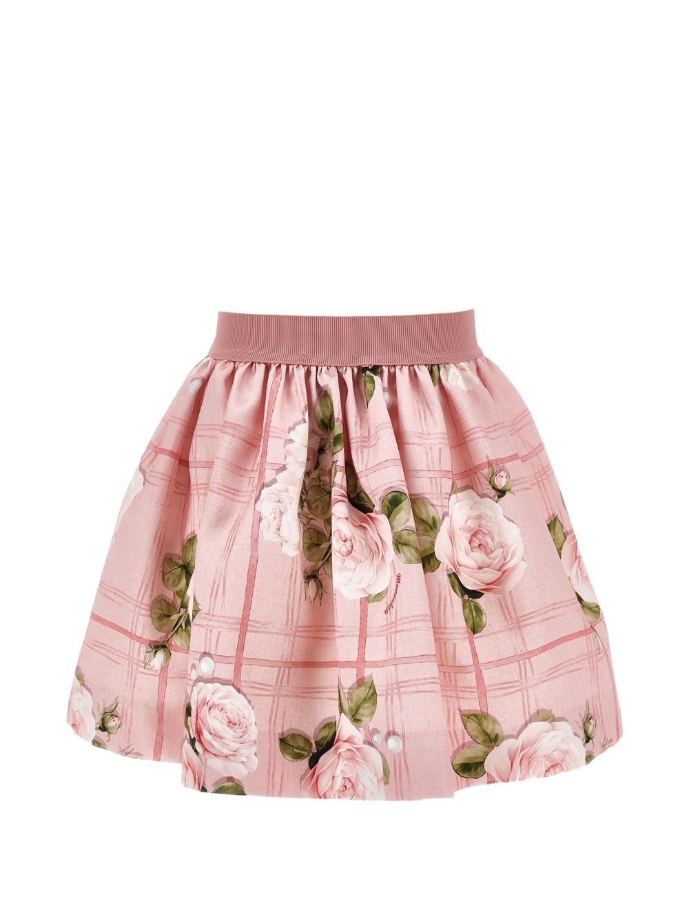 Gonna per bambina Monnalisa Kids rosa con stampa a fiori 71H700 8660 094F MONNALISA KIDS 