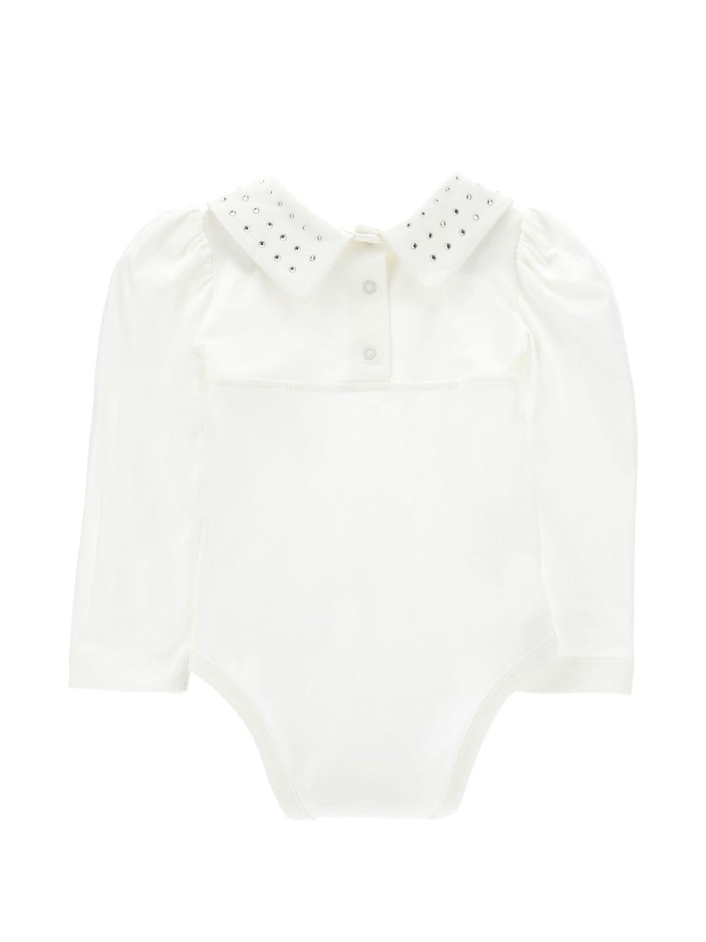 Body per neonata Monnalisa Kids bianco con decorazione con strass 37H300 8002 0001 MONNALISA KIDS 