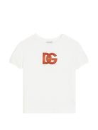 T-shirt per bambina Dolce & Gabbana Kids bianca con logo con paillettes L5JTNJ G7P4E W0111 DOLCE & GABBANA KIDS 