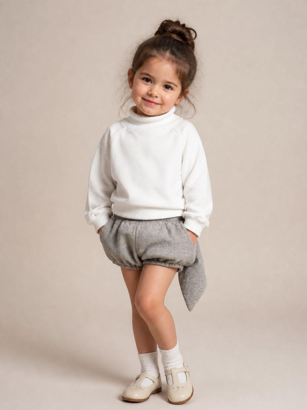 Pantaloncini per bambina Douuod Kids grigi con dettaglio fiocco DZ6A79 E0246 808OR DOUUOD KIDS 