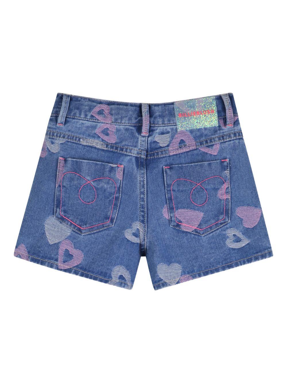 Shorts per bambina Billieblush blu con stampa a cuore all-over U22163 Z10 BILLIEBLUSH KIDS 