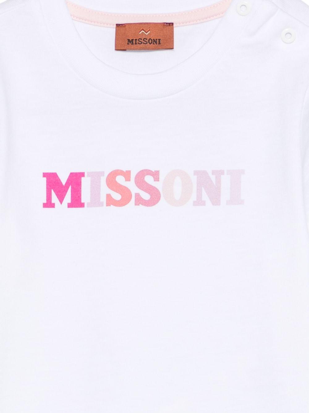 T-shirt per neonata Missoni Kids bianca con stampa logo sul davanti MY8021 Z3672 100 MISSONI KIDS 