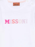 T-shirt per neonata Missoni Kids bianca con stampa logo sul davanti MY8021 Z3672 100 MISSONI KIDS 