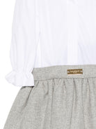 Abito per neonata Balmain Kids bianco e grigio con gonna a pieghe BZA000 I0341 806OR BALMAIN KIDS 