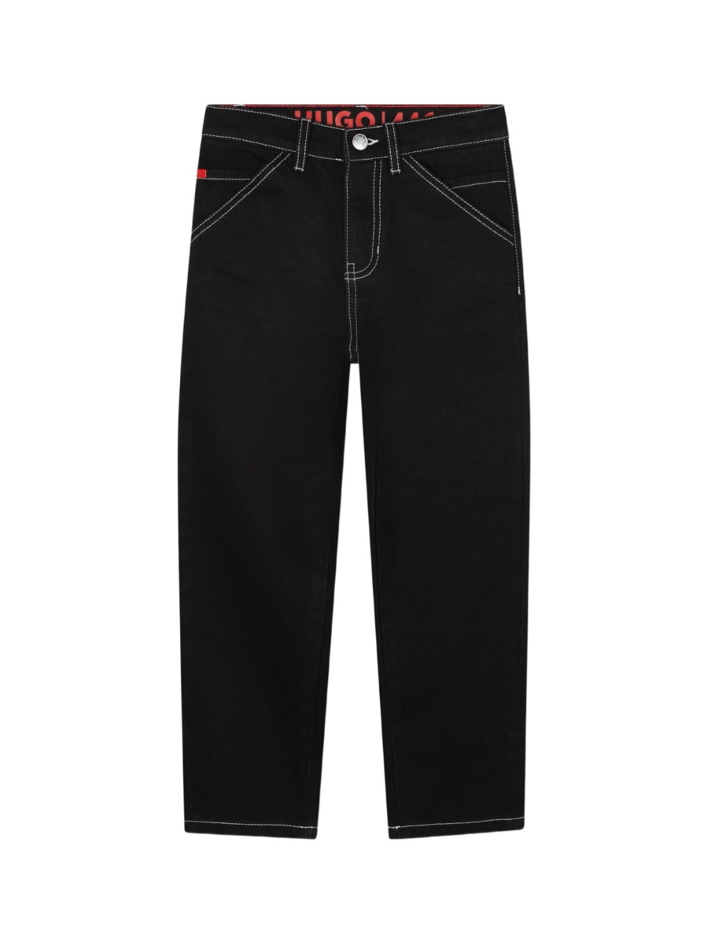 Jeans per bambino Hugo Kids neri con applicazione posteriore con logo G00473 Z09 Hugo 