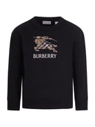 Felpa per bambino Burberry Kids nera con logo equestrian kinght sul davanti 8117293 A1189 BURBERRY KIDS 