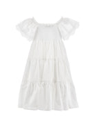 Abito midi per bambina Ermanno Scervino Junior bianco con design a balze Z1G905 7942 0099 ERMANNO SCERVINO KIDS 
