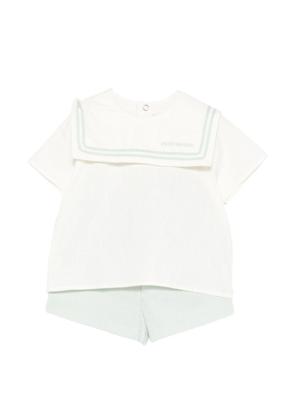 Set t-shirt e shorts per neonato Petit Bateau multicolor con colletto A0FA8 01 PETIT BATEAU KIDS 