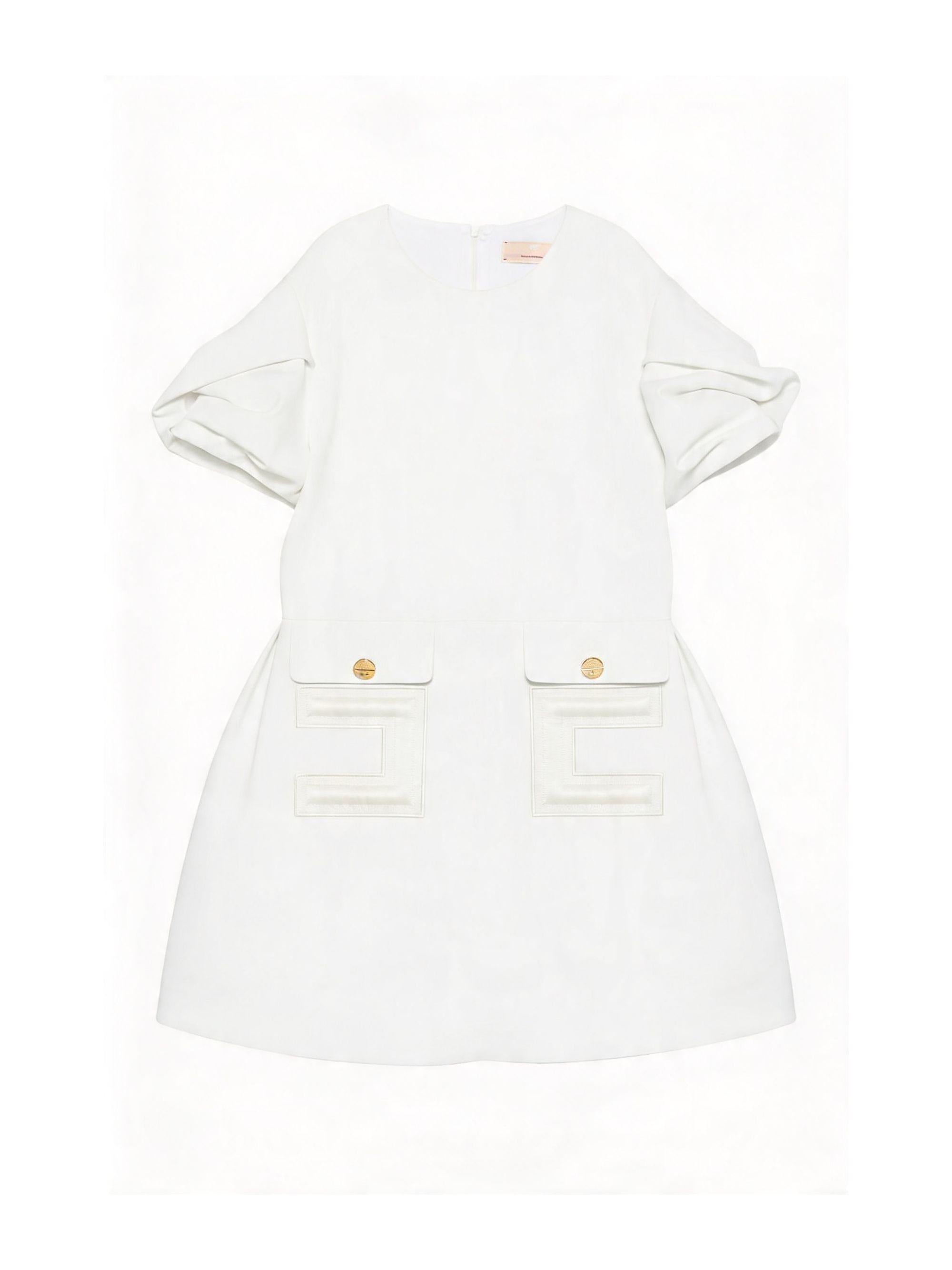 Abito per bambina Elisabetta Franchi La Mia Bambina bianco con tasche ad aletta EFAB6460GA022 0004 ElISABETTA FRANCHI 