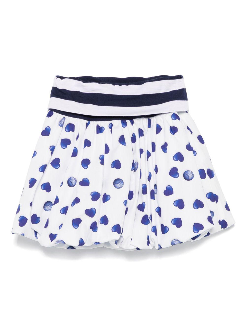 Minigonna per bambina Monnalisa bianco con stampa cuore blu 11E704 5605 9956 MONNALISA 