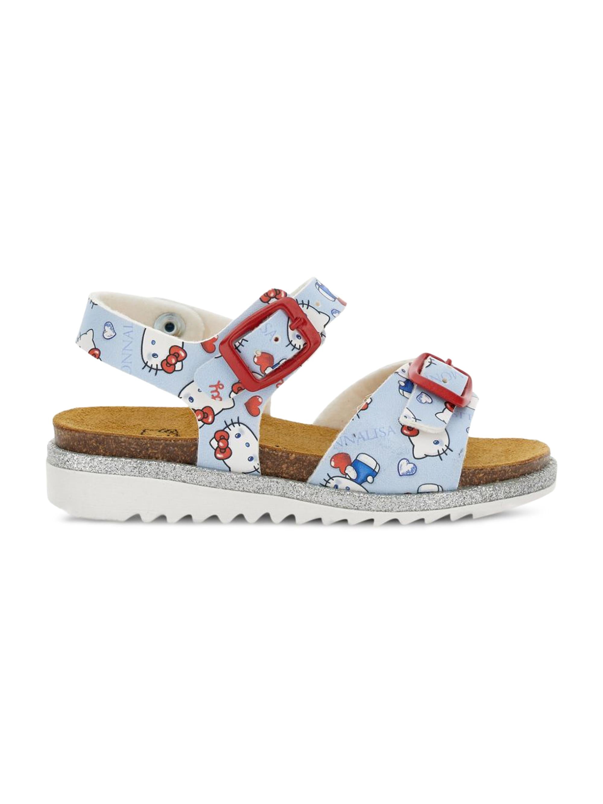 Sandali per bambina Monnalisa x Hello Kitty azzurro con fibbia 8CG014 7702 5244 MONNALISA KIDS 