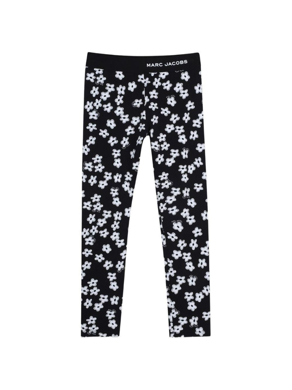 Leggins per bambina The Marc Jacobs Kids neri con stampa a fiori all-over W60730 09B THE MARC JACOBS KIDS 