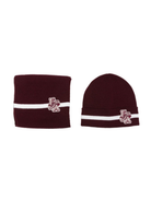 Set di sciarpe a righe per neonato Emporio Armani Kids bordeaux con ricamo logo EB001679 AF27314 UA343 EMPORIO ARMANI KIDS 