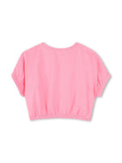 T-shirt con paillettes per bambina Billieblush rosa con motivo a cuori U20937 462 BILLIEBLUSH 