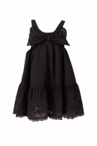 Abito per bambina Monnalisa nero in popeline con fiocco 17G902 7043 0050 MONNALISA KIDS 