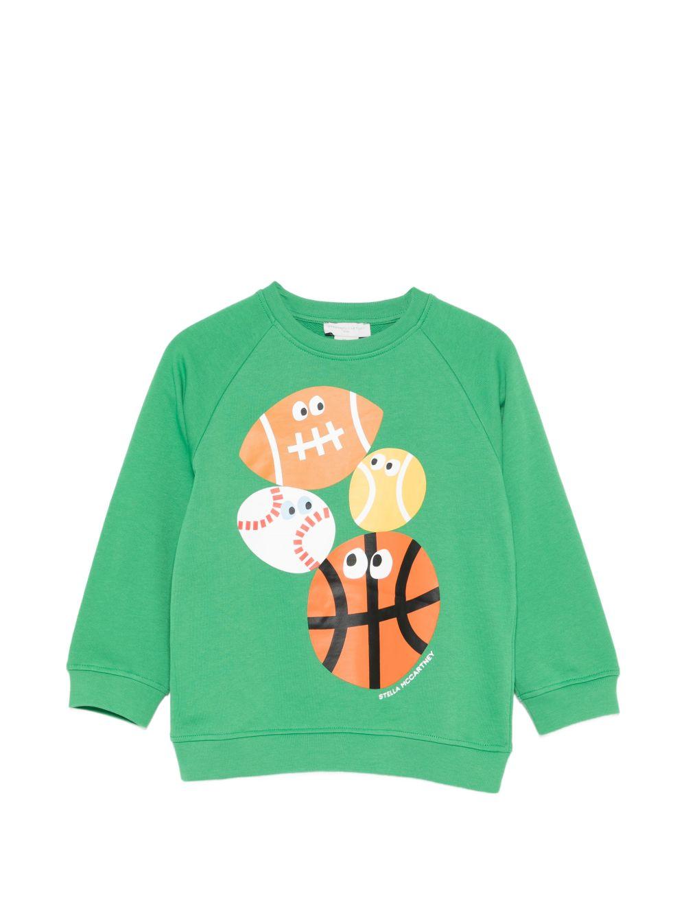Felpa per bambino Stella McCartney Kids verde con stampa grafica TY4Q40 Z0499 769 STELLA McCARTNEY KIDS 