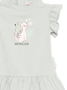 Abito per neonata Moncler Enfant verde con stampa grafica sul davanti L19518I0000289AUM 810 MONCLER ENFANT 