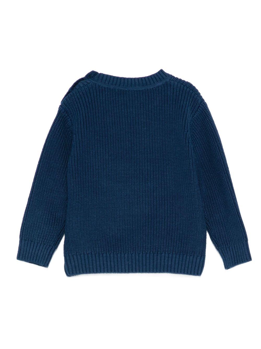 Maglione per neonato Stella McCartney Kids blu con faccia di mostro TX9510 Z1528 633 STELLA McCARTNEY KIDS 