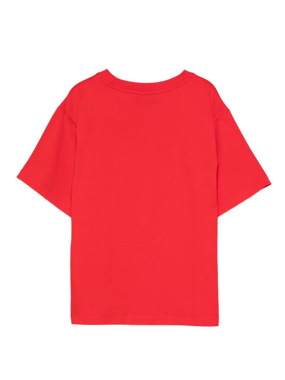 T-shirt per bambina Moschino Kids rosso con stampa Teddy Bear HKM060LBA11 50109 MOSCHINO KIDS 