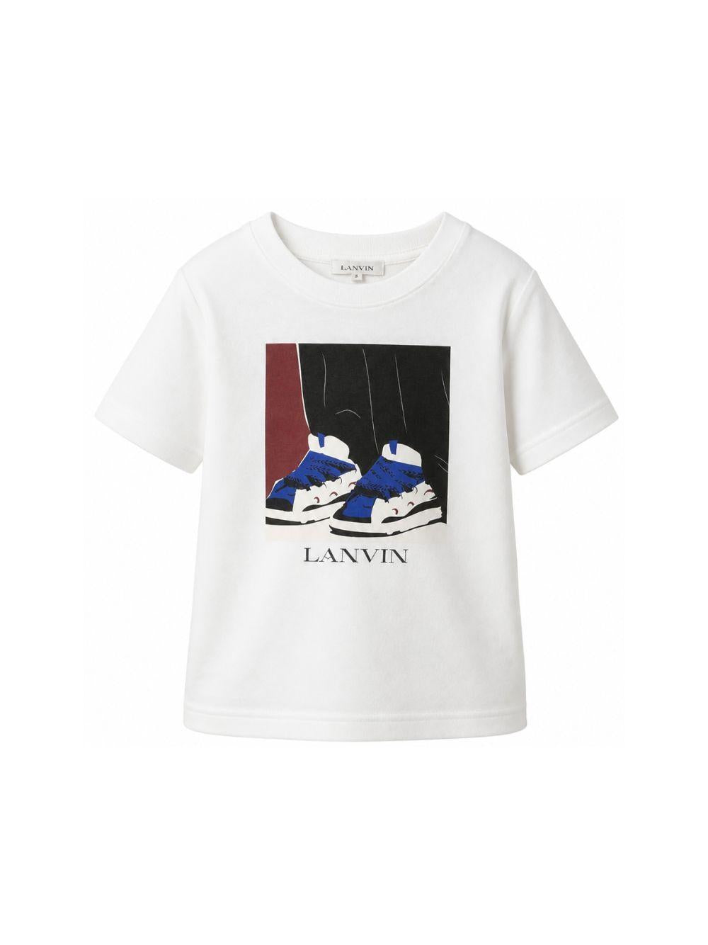 T-shirt per bambino Lanvin Kids bianca con stampa grafica N30427 117 LANVIN KIDS 