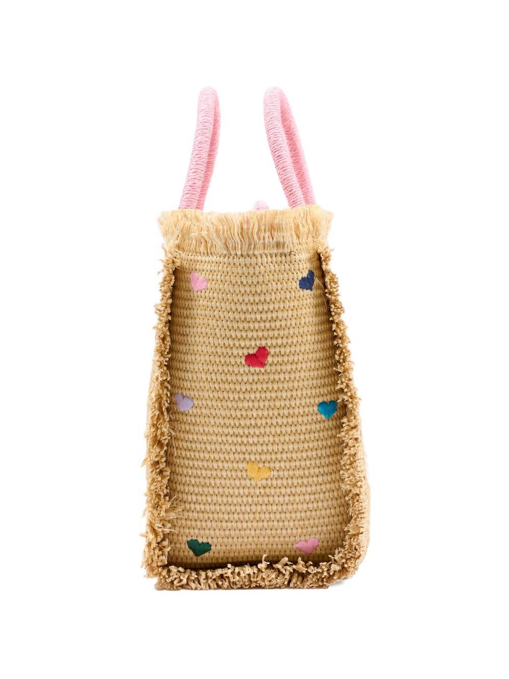 Borsa Colette MC2 Saint Barth beige con cuoricini ricamati all-over COL0017 00344L MC2 ST. BARTH KIDS 