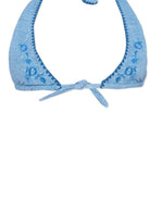 Bikini a triangolo per bambina Ermanno Scervino Junior azzurro con ricamo Z9G009 7755 0062 ERMANNO SCERVINO KIDS 