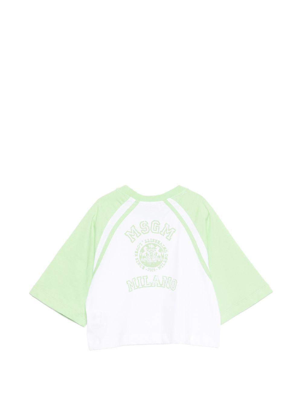 T-shirt per bambina MSGM Kids bianca con dettaglio a righe S6MSJGTH024 001/77 MSGM KIDS 
