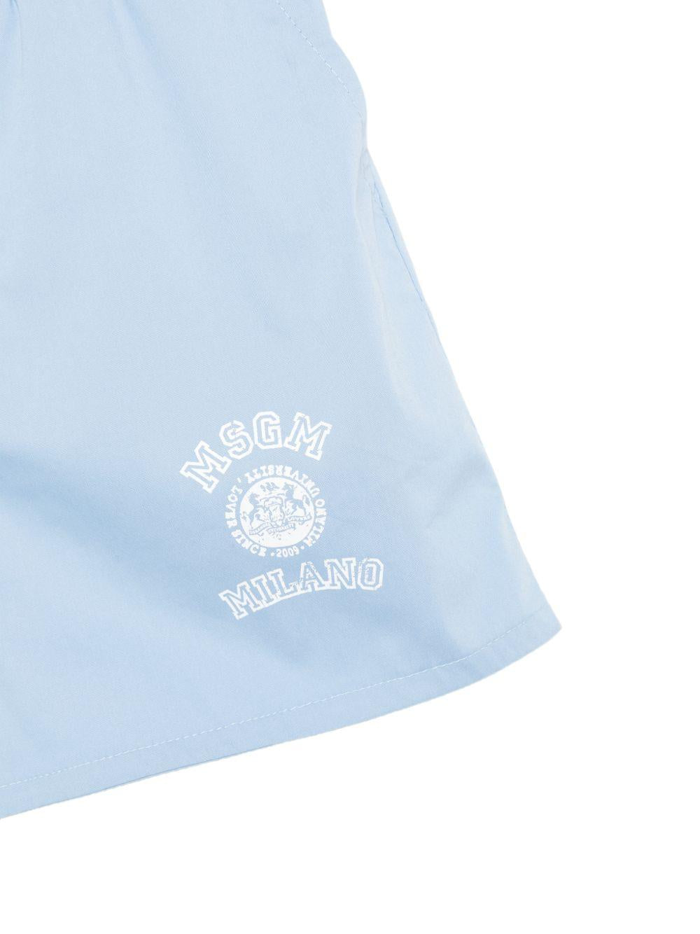 Shorts per bambina MSGM Kids azzurri con logo sul davanti S6MSJGSH022 050 MSGM KIDS 