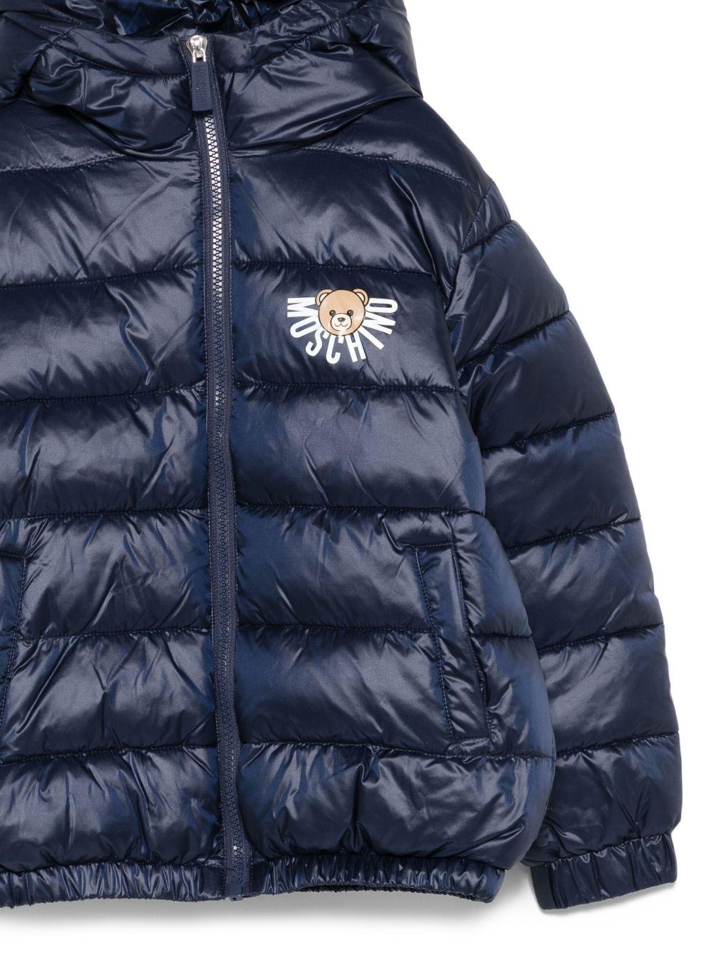 Piumino per bambini Moschino Kids blu con dettaglio logo HUS05FL3A32 40016 MOSCHINO KIDS 
