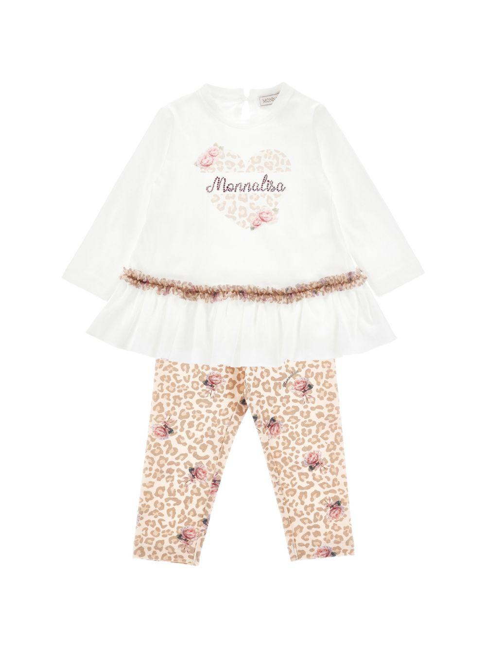 Completo t-shirt e pantaloni per neonata Monnalisa Kids multicolore con stampa leopardata 39H500 8002 0180 MONNALISA KIDS 