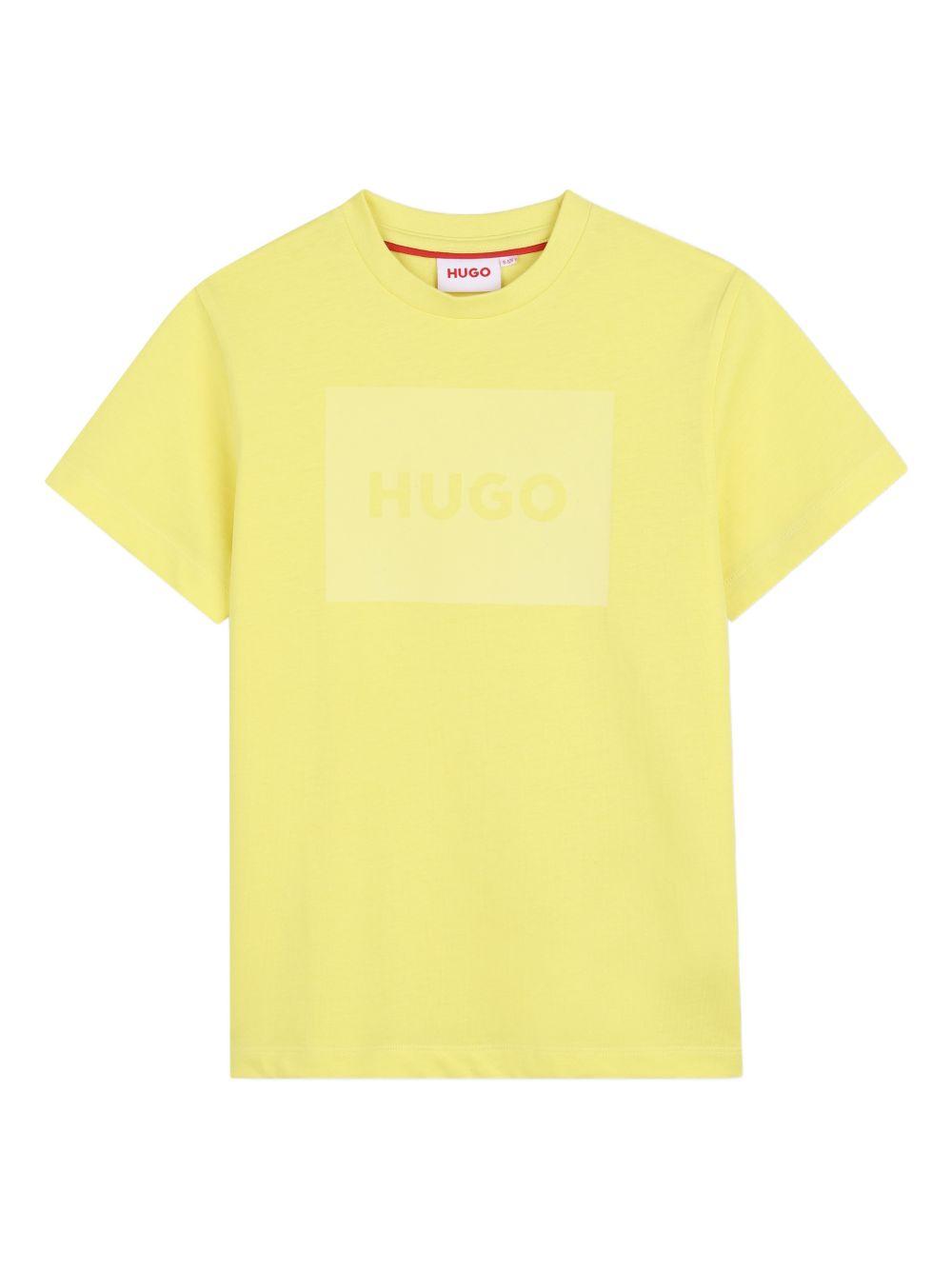 T-shirt per bambino Hugo Kids gialla con logo sul davanti G01200 544 Hugo KIDS 