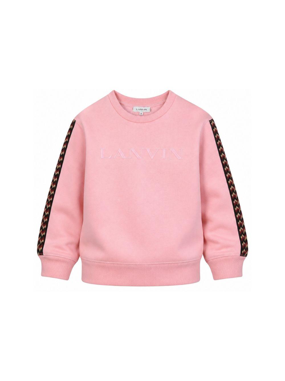Felpa per bambini Lanvin Enfant rosa con ricamo logo sul davanti N30401 48N LANVIN KIDS 