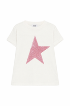 T-shirt per bambina Golden Goose Kids bianca con stella sul davanti GKP01273P002486 11560 GOLDEN GOOSE KIDS 
