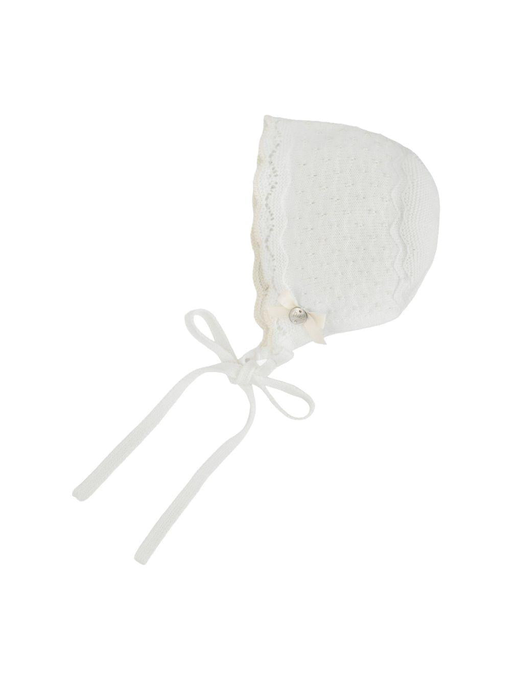 Cappello per neonati Paz Rodriguez Kids bianco con lavorazione in pointelle 011-123232 6062 PaZ RODRIGUEZ KIDS 