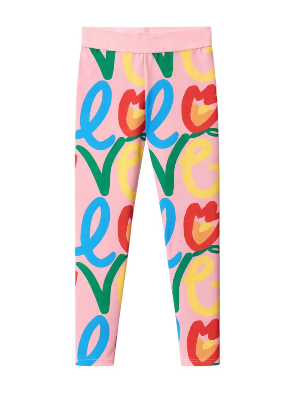 Leggins per bambina Stella McCartney Kids rosa con motivo love all-over TY6C10 Z3449 509MC STELLA McCARTNEY KIDS 