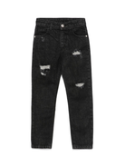 Jeans dritti con effetto vissuto per bambino John Richmond Junior nero con passanti RBP25181JE DENIM BLACK JOHN RICHMOND KIDS 