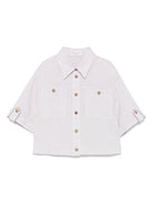 Camicia in lurex per bambina Brunello Cucinello Kids lilla con risvolti BH547S024 C167 BRUNELLO CUCINELLI KIDS 