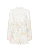 Tuta intera per donna MC2 Saint Barth bianca con stampa floreale all-over JUY001 01889L MC2 ST. BARTH 