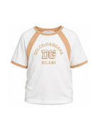 T-shirt per bambino Dolce & Gabbana Kids bianca con inserti beige L4JTJM G7PRH W0111 DOLCE & GABBANA KIDS 