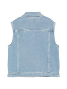 Gilet per bambino Moschino Kids in denim con applicazione HUN001L0E37 41100 MOSCHINO KIDS 