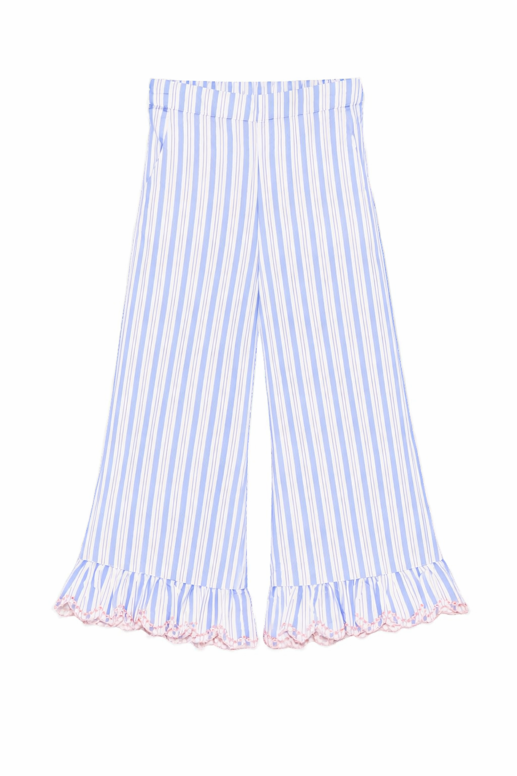 Pantaloni Loukini per bambina Louise Misha bianchi con design a righe azzurre GRI-S26-P0146 BLUE LOUISE MISHA KIDS 