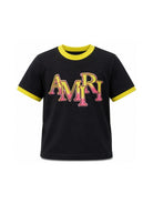 T-shirt per bambino Amiri Kids nera con logo sul davanti ACTOJR1029 001 AMIRI KIDS 