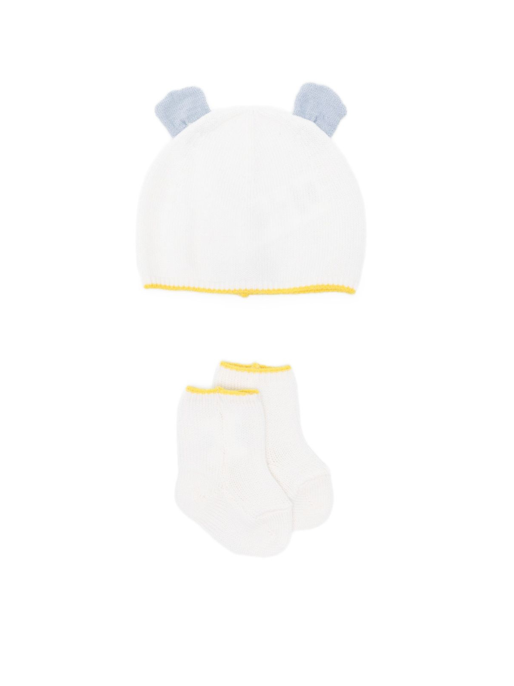 Berretto e calzini per neonati Gensami Kids bianco con bordo a contrasto (2 pezzi) SET-ALP-WE WHITE-BLUE GENSAMI KIDS 