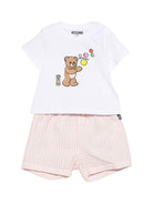 Set t-shirt e shorts per neonati Moschino Kids multicolor con stampa Teddy Bear MUG01SLZE10 82543 MOSCHINO KIDS 