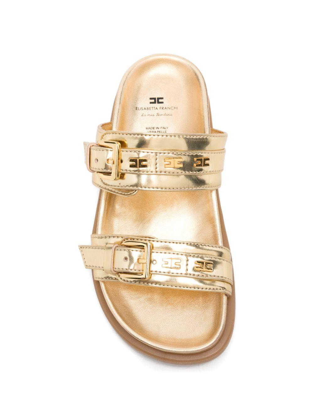 Ciabatte per bambina Elisabetta Franchi La Mia Bambina oro con cinturino in fibbia F4A2E0602190 7511 ElISABETTA FRANCHI KIDS 