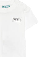 T-shirt per neonati Kenzo Kids bianca con logo sul petto K61724 117 KENZO KIDS 