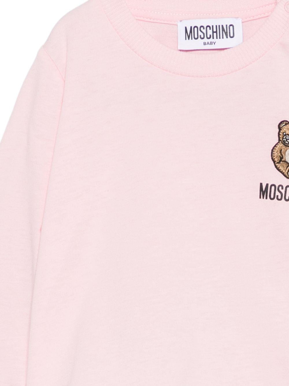 T-shirt per neonata Moschino Kids rosa con ricamo Teddy Bear MUO01DLAA10 50209 MOSCHINO KIDS 